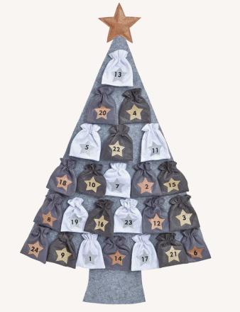 Adventskalender Filz grau Tannenbaum