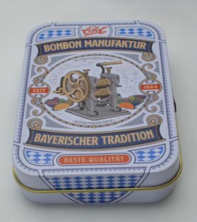 Früchtemischung Bonbons in der Bayrischen Traditionsdose. Eduard Edel Bonbons. Bonbontradition seit 1864,