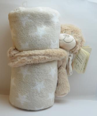 Kuscheltuch beige kleine Sterne mit Bär