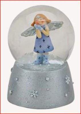 Schneekugel Engel Blau