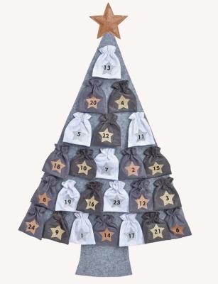 Adventskalender Filz grau Tannenbaum