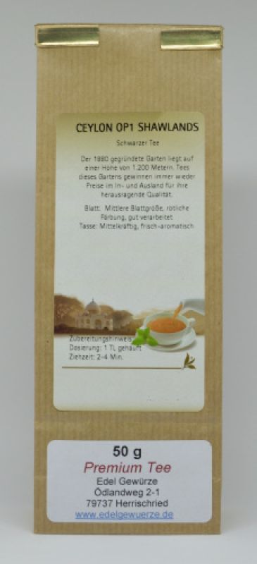 Schwarzer Tee Ceylon OP1 Shawlands