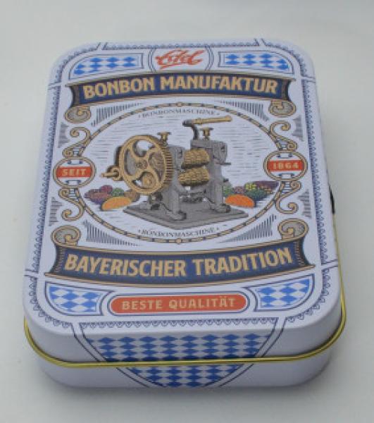 Früchtemischung Bonbons in der Bayrischen Traditionsdose. Eduard Edel Bonbons. Bonbontradition seit 1864,