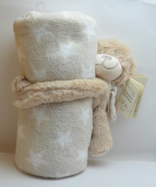 Kuscheltuch beige kleine Sterne mit Bär