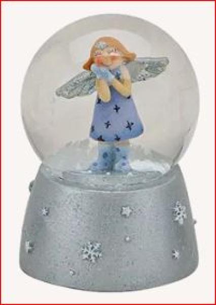 Schneekugel Engel Blau