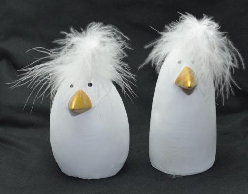 2 Vögel mit weißen Federn