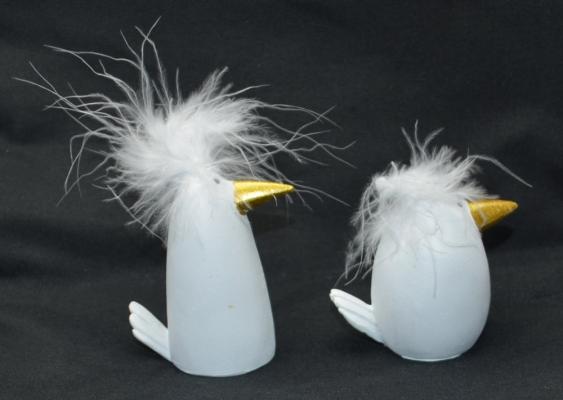 2 Vögel mit weißen Federn