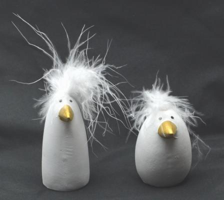 Vogel aus Poly weiß 6 cm